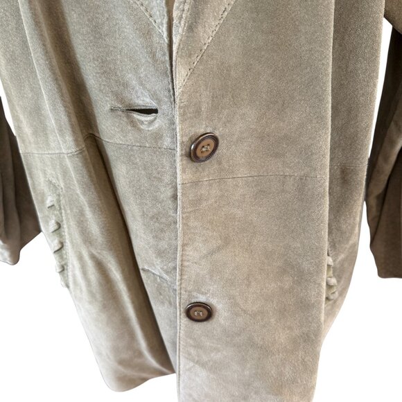 P.F.L. Canada Genuine Vintage Suede Leather Oversized Western Blazer Coat - Picture 2 of 9